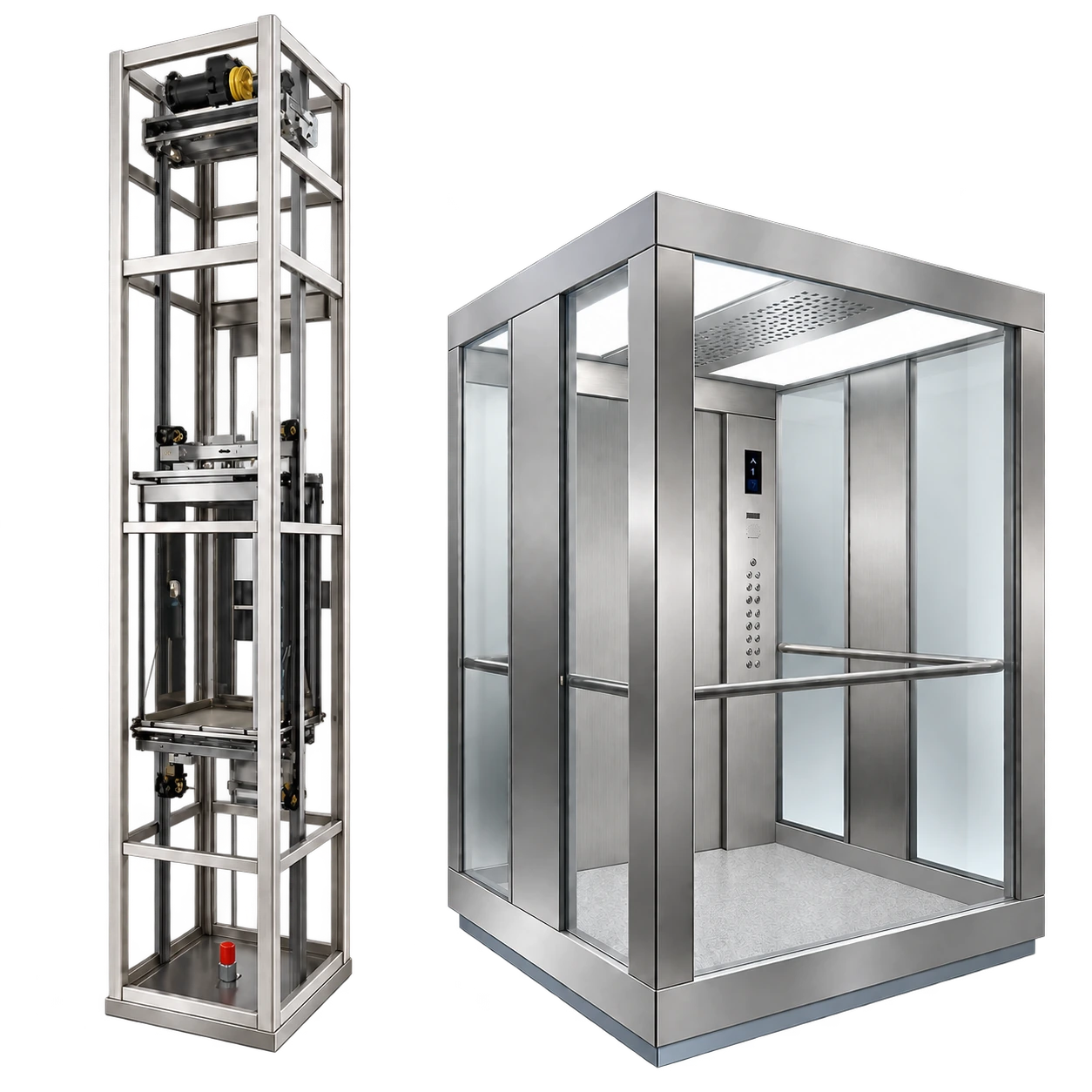 Конструкция лифтовой установки и кабина — концептуальная 3D-визуализация